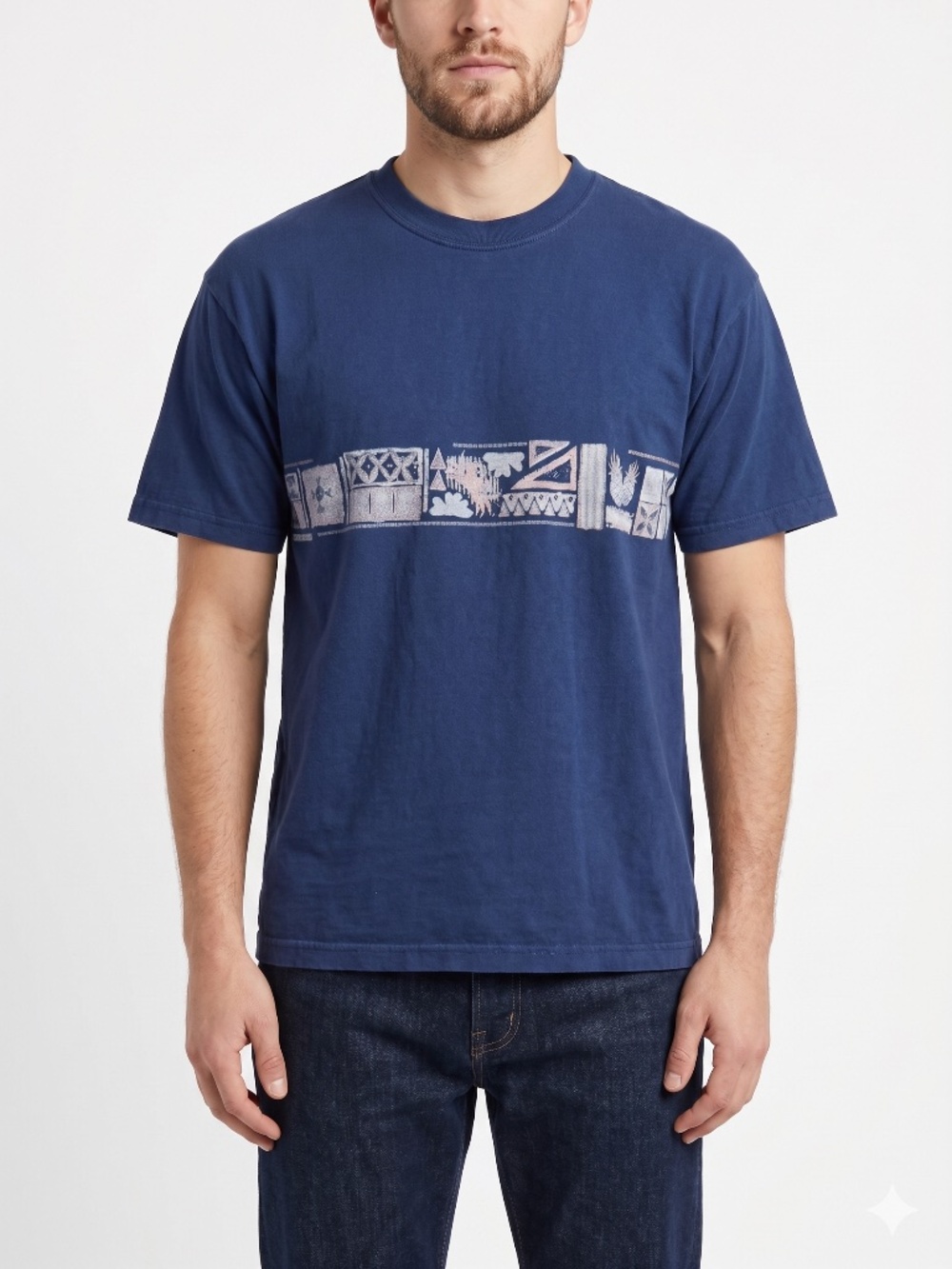 Heavyweight Collections Mens S Navy Blue Graphic T-Shirt Heavyweight Fabric USA